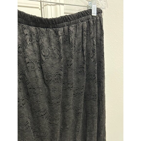 Black Lace Tiered Maxi Skirt Elastic Waistband Whimsygoth Fairycore - Picture 5 of 9